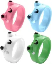[ERINGOGO] 4pcs Personality Rings Cute Frog Rings Party Favor Adorable Frogs Rings Frog Band Frog Trinket Cartoon Cute Rings Chunky Rings Kid Rings Cute Stuff Ring Child Resin Fashion, 2.2x2.2cm, UPJ1579036ZS4