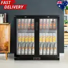 Devanti 198L Bar Fridge Dual Glass Door Mini Freezer Refrigerator w/Light Black