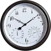 38 cm Outdoor Garden Wall Clock 15 Inch Large Outdoor Wall Clock with Thermometer and Hygrometer Quiet Battery Operated Decorative Clock for Fence for Garden Fence Patio
