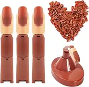 NMKL38 Flexible Nail Practice Finger Hand Kits Stand Movable False Fake Nail Mannequin Fingers with and 100 PCS Refill Nail Tips for Nail Training (Brown)