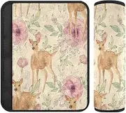 Joitme Deer Spring Blossom Seatbelt Cushion in Soft Polyester Flannel, Adjustable Car Seat Belt Pads Cover, Seatbelt Cushion for Kids