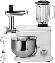 Electric Stand Mixer,6L Kitchen Food Mixer,1500W Household Food Processors Grinder with 8 Speeds,Chef Machine for Meat Grinder,Juicer,Kneading Dough,Egg Beater(White)