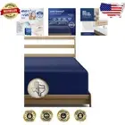 Plush Sateen Egyptian Cotton Cal King Fitted Sheet - 1000 Thread Count Navy Blue