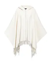 Fabiana Filippi Sequin Embellished Fringed Hooded Cloak One size White