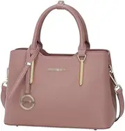 [FFYUYI] Lady Medium Casual Solid Color Tote, Top Layer Leather Floral Shoulder Bag,Pink