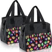 Paterr 2 Pcs Black Bingo Dauber Bag with 6 Pockets Large Capacity Tote Bag with Zipper and Handle Travel Carrying Case for Bingo Game Lover Gift, Mainly in Black, Large, Classic