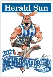 NORTH MELBOURNE KANGAROOS AFL FOOTBALL TEAM POSTER, PREMIERS 1