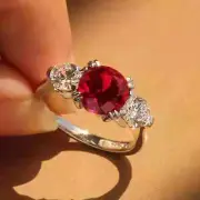 2.50 Ct Round Cut Natural Ruby Diamond Engagement Ring 14K Solid White Gold