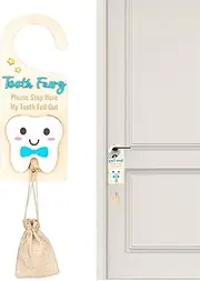 Tooth Fairy Holder - Tooth Fairy Pick Up Box with Money Slot | Encourage Keepsake with Small Pouch, Cute Wooden Souvenir For Kids