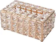 Crystal Tissue Box Rectangular Decorative Tissue Box Holder Sparkling Tissue Holder Napkin Facial Tissue Holder Paper Towel Dispenser for Bathroom Dresser Table Car S Office Rose Gold
