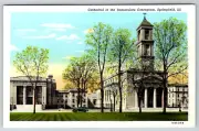 c1940s Cathedral of the Immaculate Conception Springfield Ill Postcard Linen