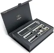 Parker IM Pen Set - Fountain Pen & Rollerball Pen - Sandblast Black Gold Trim - With Gift Box Elegant Writing Professionals