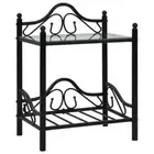 NNEVL Bedside Table Steel and Tempered Glass 45x30.5x60 cm Black