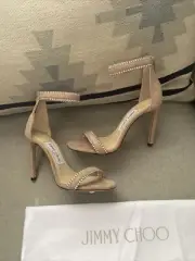 $995 Jimmy Choo Dochas 100 Ballet Pink jewel trim Heels 35/5 NWB