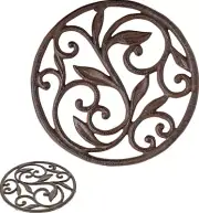 Cast Iron Trivet - round with Vintage Pattern - Decorative Cast Iron Trivet for