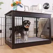 RYpetmia Dog Crate Furniture Style for Small Medium Pets, Wooden Dog cage Table, Heavy Duty, and Three Direction Doors