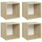 Tv Cabinets 4 Pcs White And Sonoma Oak 37X35x37 Cm Engineered Wood oak TV Stands