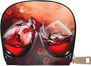 [EdWal] Red Wine Glass Cheers Print Card Holder Unisex Credit Card Case for Men and Women Leather Card Holder, Slim Business Card, White, One Size