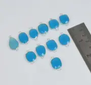 WHOLESALE 11 PC 925 SOLID STERLING SILVER CUT BLUE CHALCEDONY CONNECTOR LOT f290