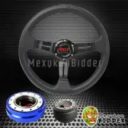 BLACK STEERING WHEEL + BLUE QUICK RELEASE FOR NISSAN PULSAR MAXIMA ALTIMA SENTRA (for: Nissan)