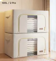 Joybos® Cotton Foldable Clothes Storage Box 100L/23.6X16.5X15.7” 2 pcs