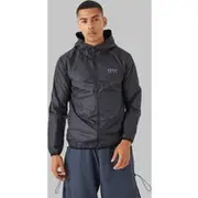 Mens Black Active Matte Zip Through Windbreaker