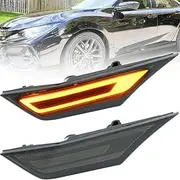 NJSBYL Switchback LED Civic Side Marker Lights Replacement for 2016-2022 H.onda Civic Sedan Coupe Hatchback Sequential Amber/White LED Turn Signal Indicator Parking Position Lamp Light OEM# H02551127N