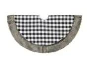 Tree Skirt 47" Buffalo Plaid Christmas Tree Skirt w/ Faux Fur Charcoal Farmhouse