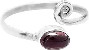 [Koral Jewelry] Sterling Silver Garnet Adjustable Spiral Midi Knuckle/Toe Ring