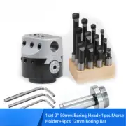 1set 2" 50mm Boring Head+1pcs Holder+9pcs 12mm Boring Bar for Lathe Bored Boring