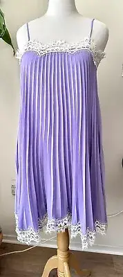 Anthropologie Lilac Pleated Strap Flair Dress Size Large