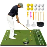 Dual Turf Golf Mat Practice Outdoor Indoor, 5 x 4 ft Golf Hitting Mat with Go...