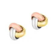 Floreo 14k Tri-Tone Gold 9mm Medium Polished Love Knot Stud Earrings
