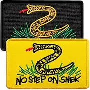 Bluyellow 2Pcs Black and Yellow No Step On Snek Pach with Hook and Loop, Embroidered Gadsden Flag Patch, Funny Patches for Tactical Backpack, Bulletproof Vest, Dog Vest, American Patch, Sew on Opt