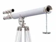 64" Admiral's Chrome with White Leather Griffith Telescope, Cyber Monday Gift