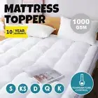 Pillowtop Matress Mattress Topper Protector Pad Cover 45cm Underlay Bed 1000GSM