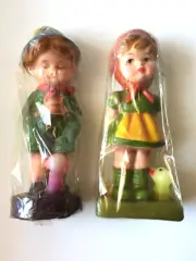 VINTAGE Set of 2 Hansel & Gretel Wax Figurines Candles New Rare 1970s Great Gift