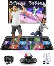 Acelufly Dance Mat - Wireless Flannel Dance Mat for TV with Camera, Non-Slip Exercise Dance Pad with Yoga Mode for Kids & Adults, Family-Friendly Game Mat Toy Girls & Boys (Black)