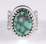Emmett Navakuku Hopi Handmade Turtle Sterling Silver Ring Gem Blue Boy Variscite