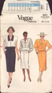 Vogue 9321 Sewing Pattern, Dress, Size 8-10-12, Uncut, Factory Folded