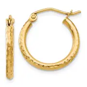 10K Yellow Gold D/C Hinged Hoop Earrings