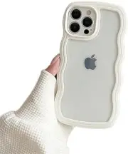 Compatible with Clear iPhone 15 Plus Case Cute Simple Curly Wave Bumper Case Aes
