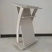 Minimalist Arc Pulpit for Conference - Wooden Inclined Lectern Standing Desk on Wheels - Ideal Classroom Wedding Podium Stand - Easy Assembly