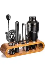 Mixology & Craft - 10 Piece Bartending Kit with Bamboo Stand. NEW