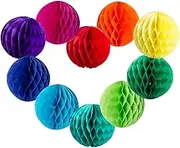 Colorful Rainbow Hanging Tissue Paper Honeycomb Balls Pride Party Decorations Pom Poms for Rainbow Sunshine Cloud Sun Themed Birthday Baby Shower Gender Reveal Wedding Party Décor