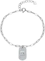 [FEATUR] Ladies Jewellery Gift,Silver Bracelets for Womens,Charm Bracelet, S925 Sterling Silver Tag Bracelet Women's Time Jewelry Versatile Zircon Bracelet Silver