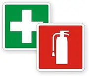 2" Fire Extinguisher / First Aid Kit Vinyl Decals / Stickers Pair