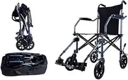 Aluminum Folding Portable Wheelchair with Travel Bag Self-Propelled Trolley, Lightweight Small Travel Mobility Scooter, for The Elderly and Children