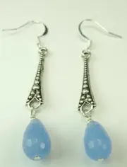 Blue Agate Briolette Earrings Handmade Jewelry