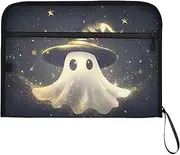 YMXFXP Halloween Witch Hat Gold Expandable Filing Folder, 13-Pocket Funny Cute Design with Sticky Labels, A4 Letter Size Document Organizer for Office, School, Boys, Girls